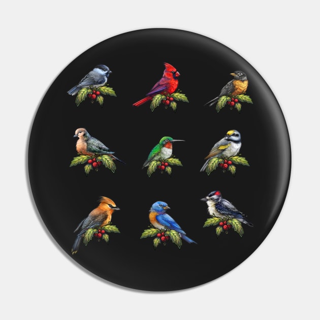 Holiday Bird Sticker Set 1 Pin by CassWArt