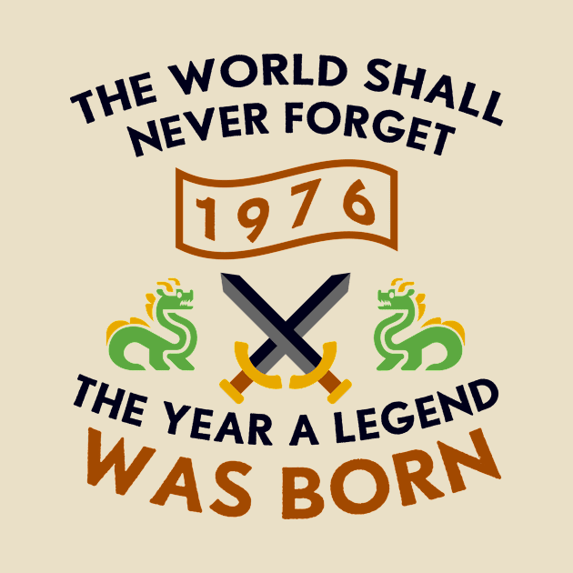 1976 The Year A Legend Was Born Dragons and Swords Design by Graograman