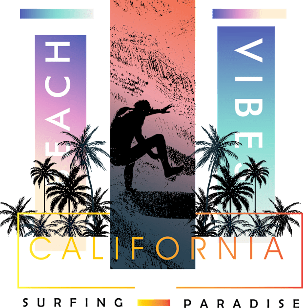 California surf beach Kids T-Shirt by SSSD