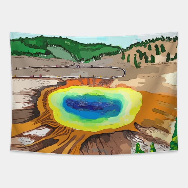 Prismatic Springs in Yellowstone National Park Tapestry by WelshDesigns