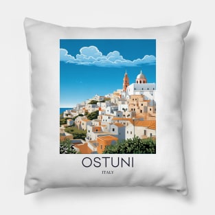 A Pop Art Travel Print of Ostuni - Italy Pillow