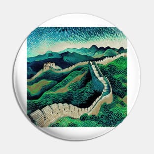 The Great Wall of China in Van Gogh's style Pin