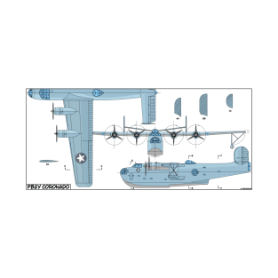 PB2Y Coronado American WW2 Flying Boat Diagrams Gift T-Shirt