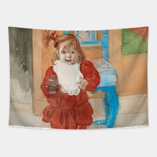 Brita with Confectionary Jar by Carl Larsson Tapestry