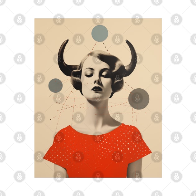 Taurus collage art astrology by Porota Studio