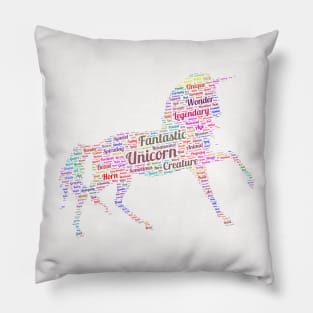 Unicorn Mystic Animal Horse Wildlife Text Word Cloud Pillow