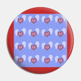 Hearts with Wings Pattern Pin