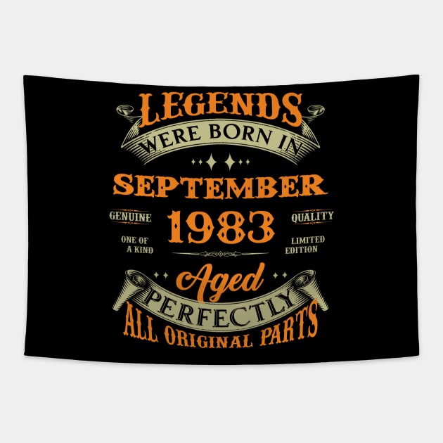 Legends Were Born In September 1983 40 Years Old 40th Birthday Gift Tapestry by Kontjo