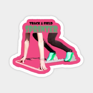 Female sprinter runner in the starting blocks Magnet