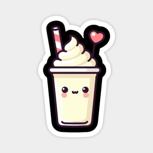 Kawaii Vanilla Milkshake Ice Cream with a Heart | Cute Kawaii Design for Ice Cream Lovers Magnet