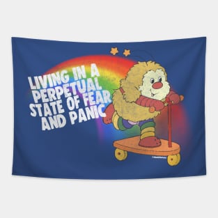 Living in a Perpetual State of Fear & Panic / Retro 80s Style Cartoon Nihilism Design Tapestry