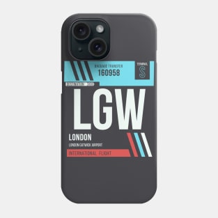 London (LGW) Airport Code Baggage Tag Phone Case
