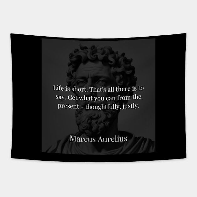 Marcus Aurelius's Maxim: Seizing the Essence of Life Thoughtfully and Justly Tapestry by Dose of Philosophy