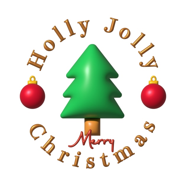 Holly Jolly Merry Christmas Tree Lettering by DreStudico
