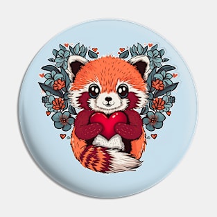 Cute Red Panda for Valentines Day Pin