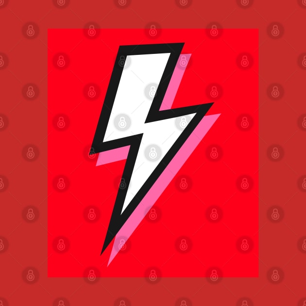 White, Black and Pink Lightning with Red Background by OneThreeSix