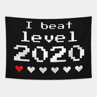 I beat level 2020 Funny Pixel Art 8-Bit Gaming Tapestry