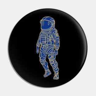 Astronaut drawing - yellow lines with blue background Pin