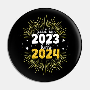 Goodbye 2023 Hello 2024 Merry Christmas Happy New Year 2024 Pin