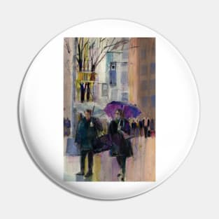 Rainy Day Woman in New York City.. Original Watercolor Print Pin