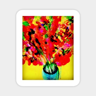 Red Flowers Bouquet Magnet