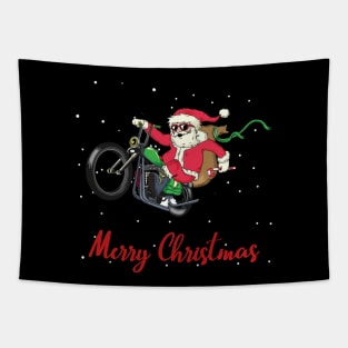 Funny Santa Motorcycle Biker Christmas Tapestry