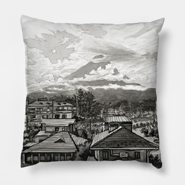 FujiSan Inktober #5 Pillow by olgaandart