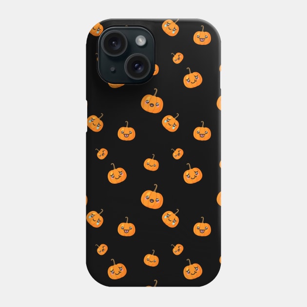 Kawaii Halloween Pumpkin Emojis Pattern Phone Case by Krishnansh W.