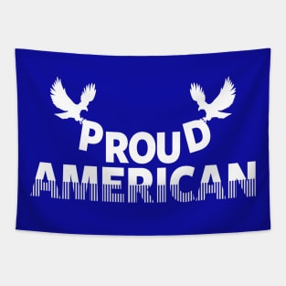 Proud American 4th of July Slogan Tapestry