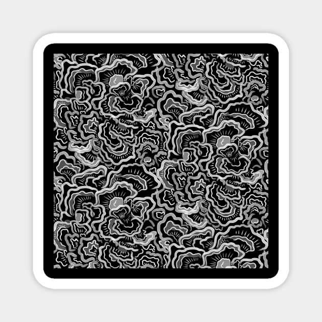 Black and White Mushroom Texture Magnet by Carolina Díaz