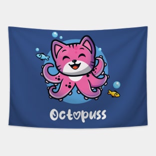 Octopuss funny octopus cat (on dark colors) Tapestry