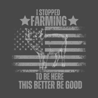 Funny Farmer For Pig Farmer Man Vintage Usa Flag Fathers Day T-Shirt