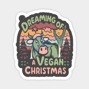 Cute Cow I'm Dreaming of a Vegan Christmas Funny Men Women Magnet
