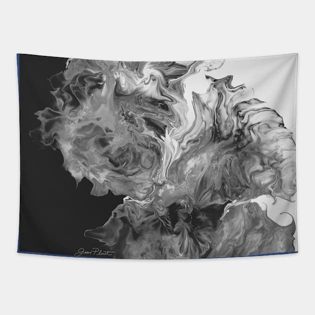 Black and White Fluid Magic Tapestry by Jean Plout Designs