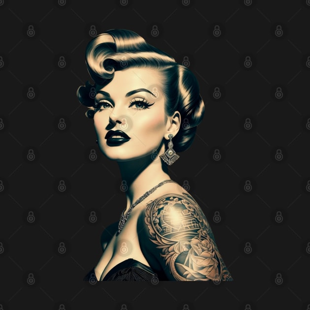 Vintage 1950s Pin Up Girl with Tattoos by RetroSalt