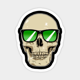 Skull Wearing Sunglasses Green Lenses Magnet