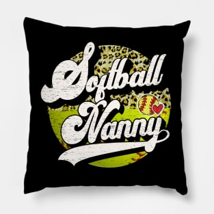 Softball Nanny Vintage Leopard Softball Family Matching Pillow