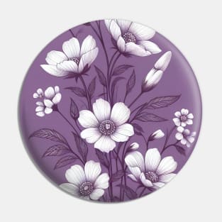 White Flowers Pin