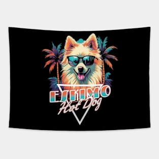 Retro Wave American Eskimo Hot Dog Shirt Tapestry