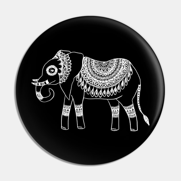 Boho Elephant Black and White Pin by julieerindesigns