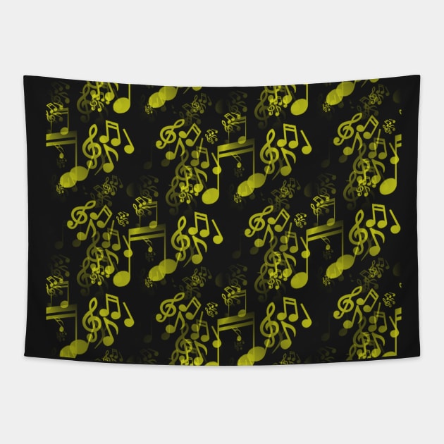 Gold music notes Tapestry by CarolineArts