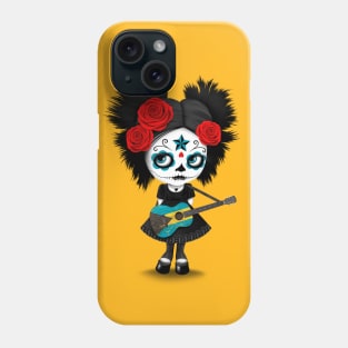 Sugar Skull Girl Playing Bahamas Flag Guitar Phone Case