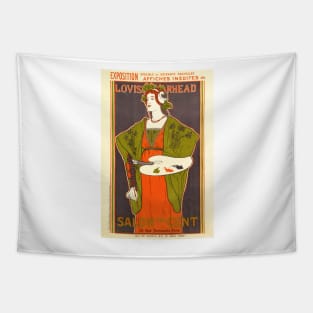 SALON DES CENT Exposition Lithograph Poster 1897 by Artist Louis Rhead Tapestry