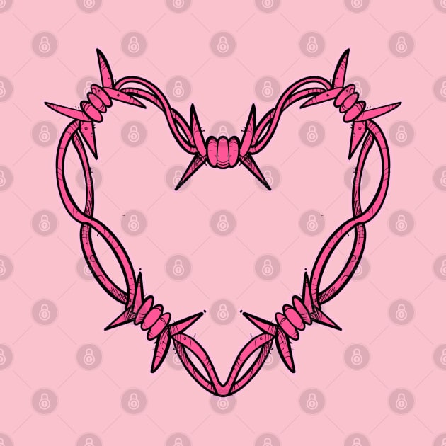 Pink barbed wire heart by weilertsen