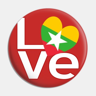 Red White Burma Myanmar LOVE Pin