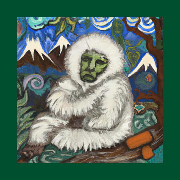 Yeti in the Himalayas in the style of Paul Gauguin by Star Scrunch