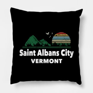 Mountain Sunset Flying Birds Outdoor Saint Albans City Vermont Pillow