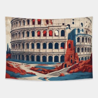 Roman Colosseum Rome Italy Vintage Tourism Travel Poster Tapestry