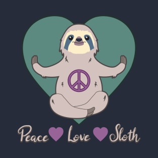 Peace Love Sloth Blue Tone T-Shirt