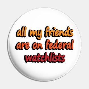 all my friends are on federal watchlists Pin